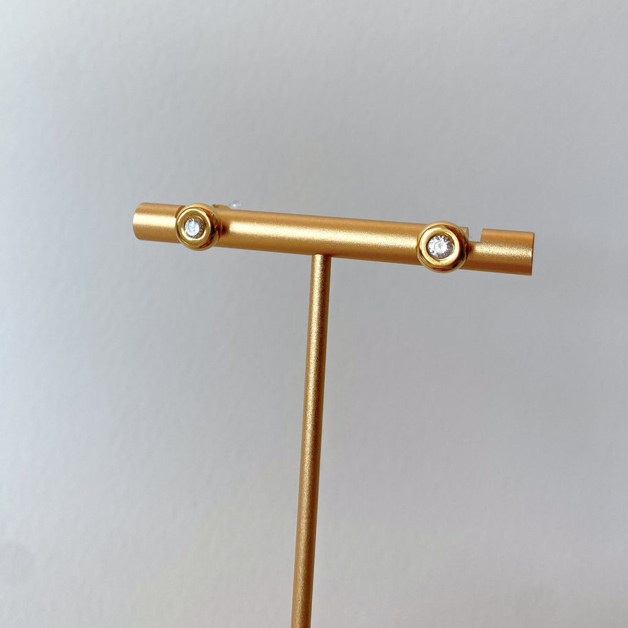 Golden Zircon Circular Steel Necklace or Earrings