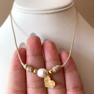Medium Single Pearl and Heart Adjustable Necklace