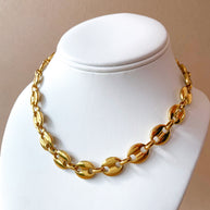 Golden Steel Coffee Grain Big Bracelet & Necklace