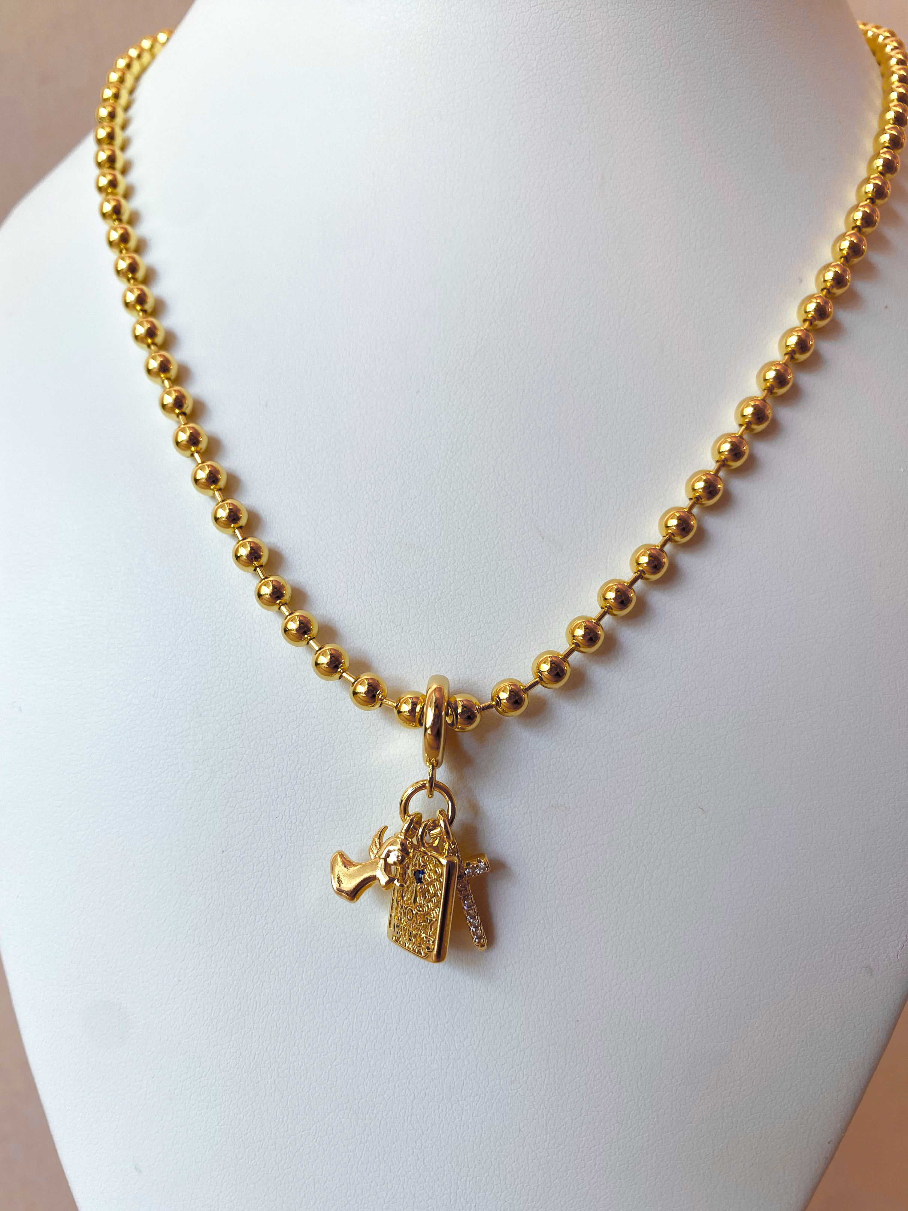 Bible, Angel and Cross 3 Charms in 1 Necklace
