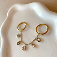 Doble Crystals Golden Steel Ring