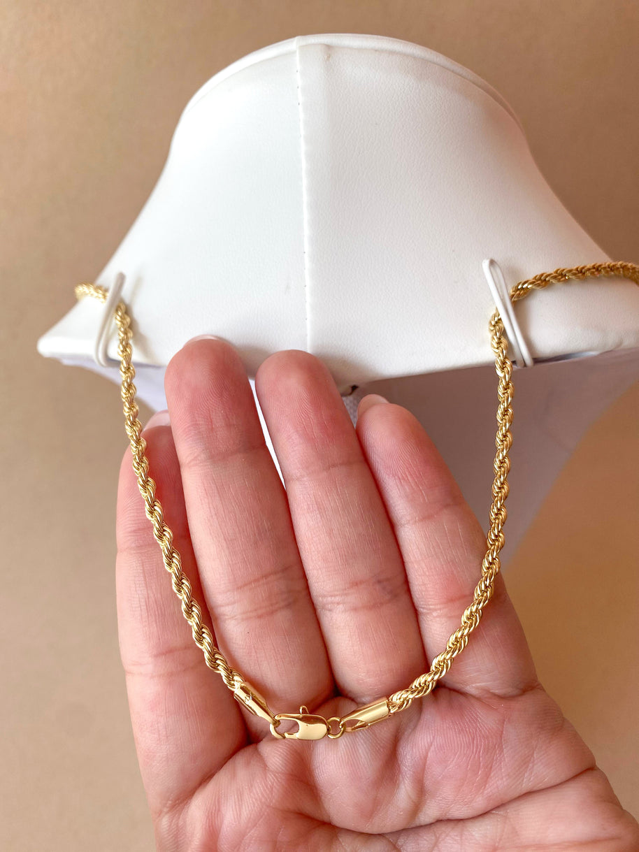 Plain Large Golden Rope Chain Style Necklace