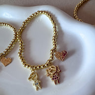 Elastic Golden Kids & Heart Bracelet