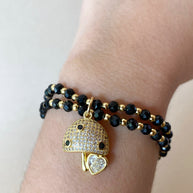 Black Crystal Mushroom Elastic Bracelet