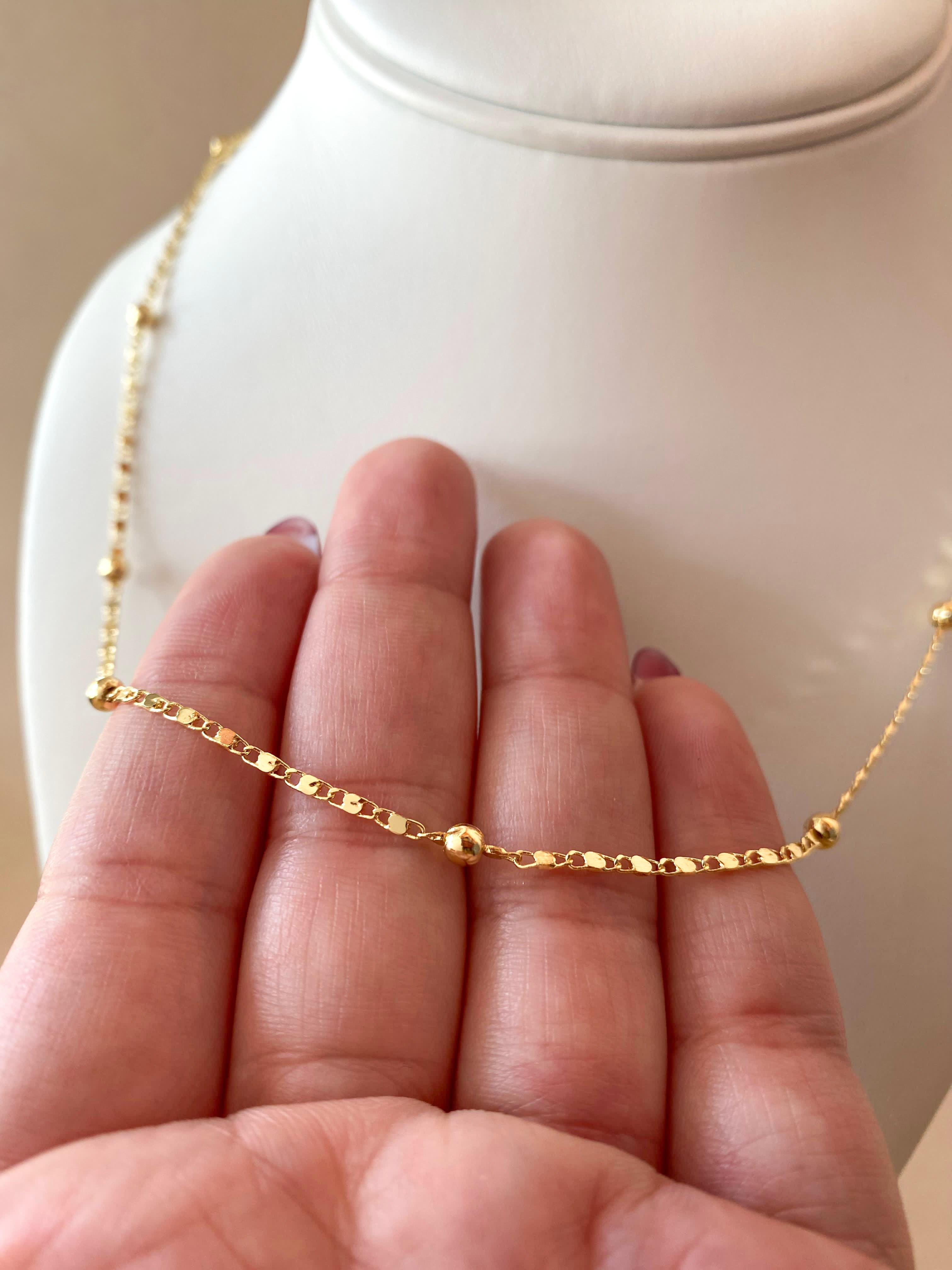 Links and Balls Pattern Plain Golden Chain