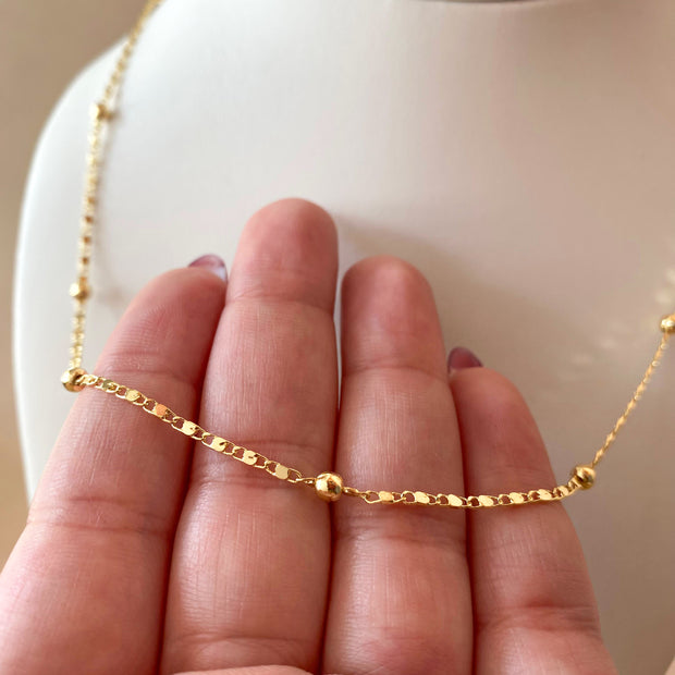 Links and Balls Pattern Plain Golden Chain
