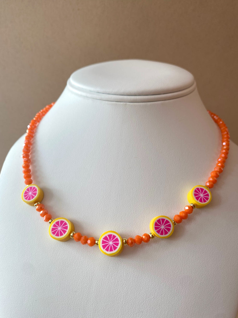 Orange Crystals Necklace and Bracelet Set