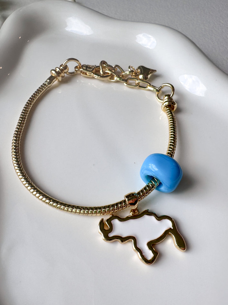 White Venezuela Map & Blue Tuerca Bracelet