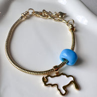 White Venezuela Map & Blue Tuerca Bracelet