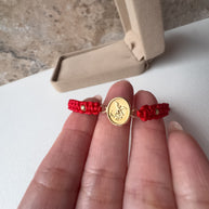 St. Miguel 18K Solid Gold Medal in Red String Bracelet