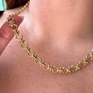 Oval or Round Classic Golden Steel Links Chain Necklaces