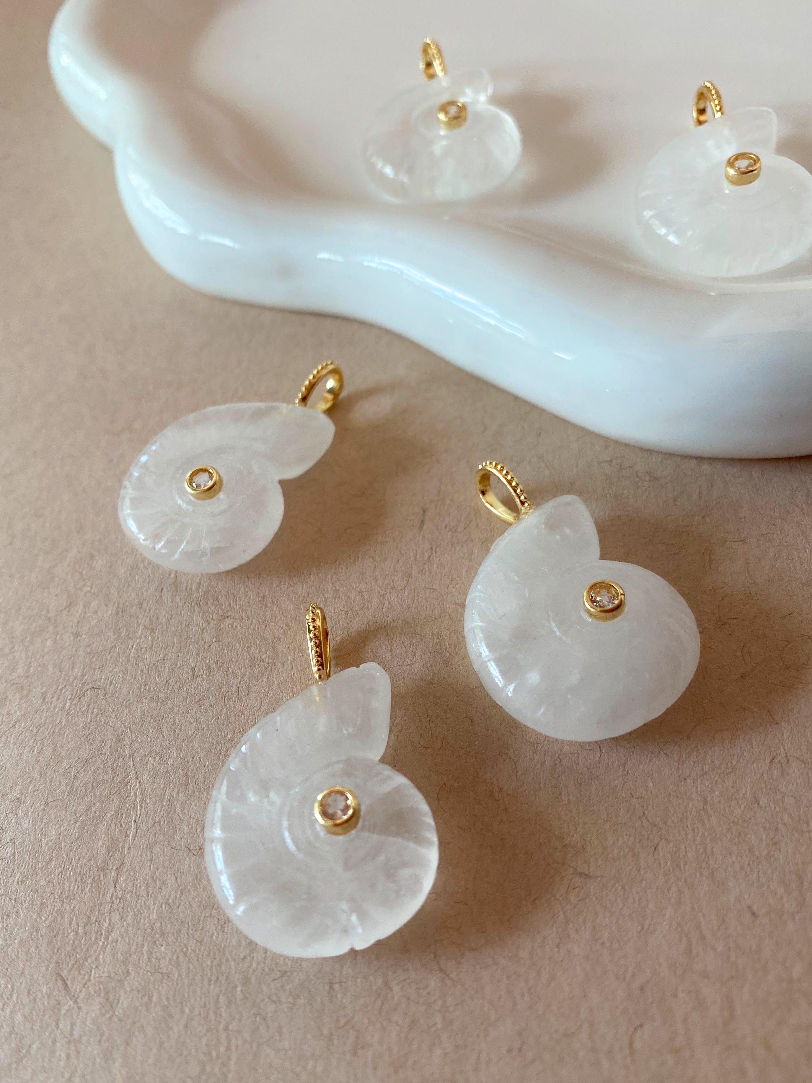 Medium Shell Clear Quartz Charm