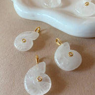 Medium Shell Clear Quartz Charm