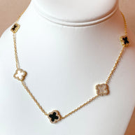 Black and White Clovers Pattern Necklace