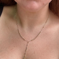 Golden Plain Cross Rosary Necklace