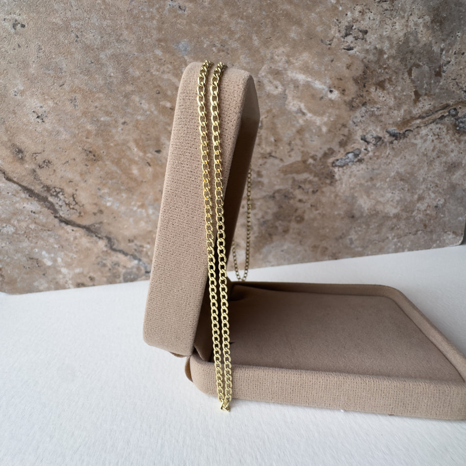 Cuban Style Semi Solid Real 14k Gold Necklace