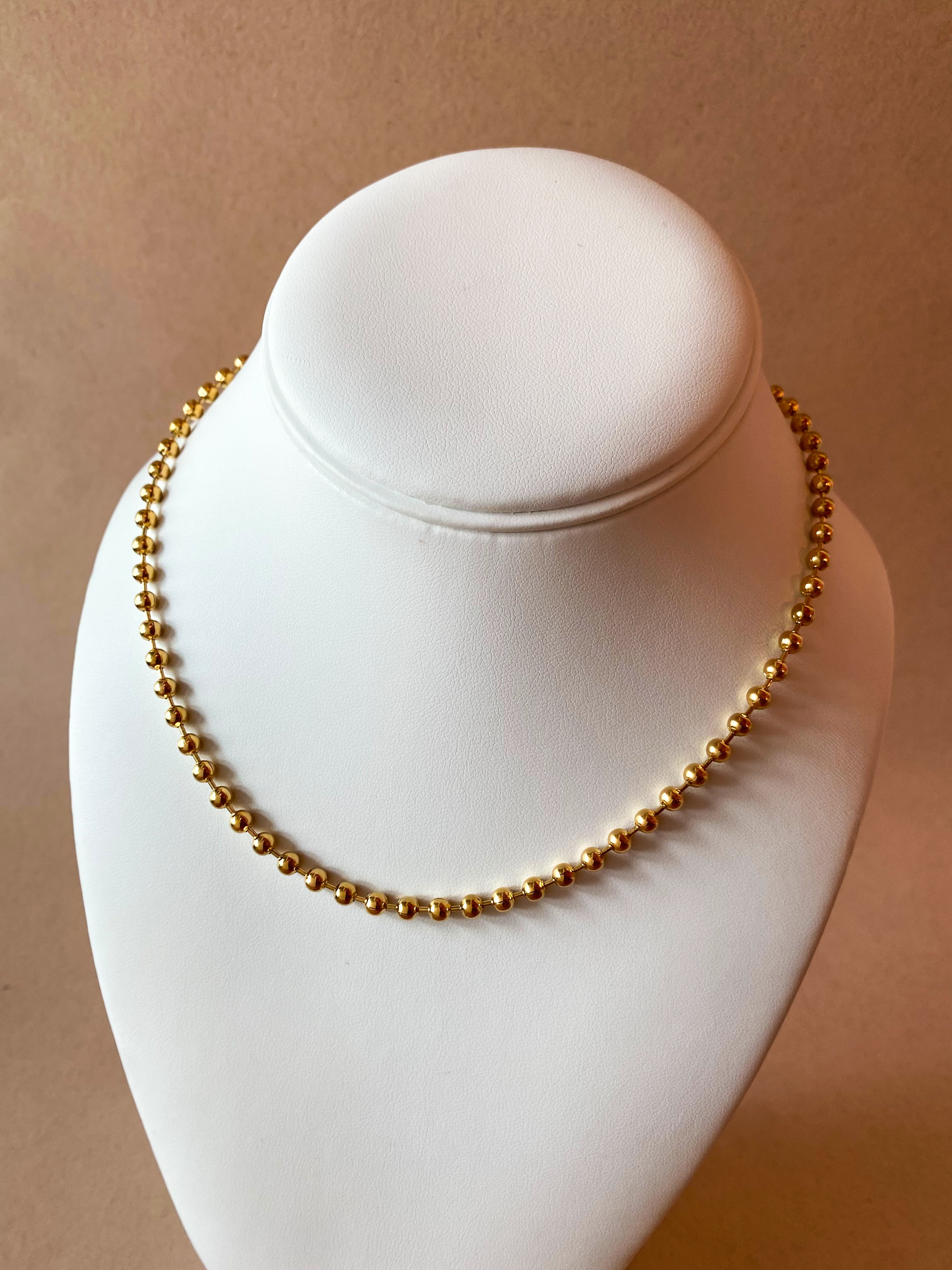 Plain Balls Pattern Golden Steel Necklace
