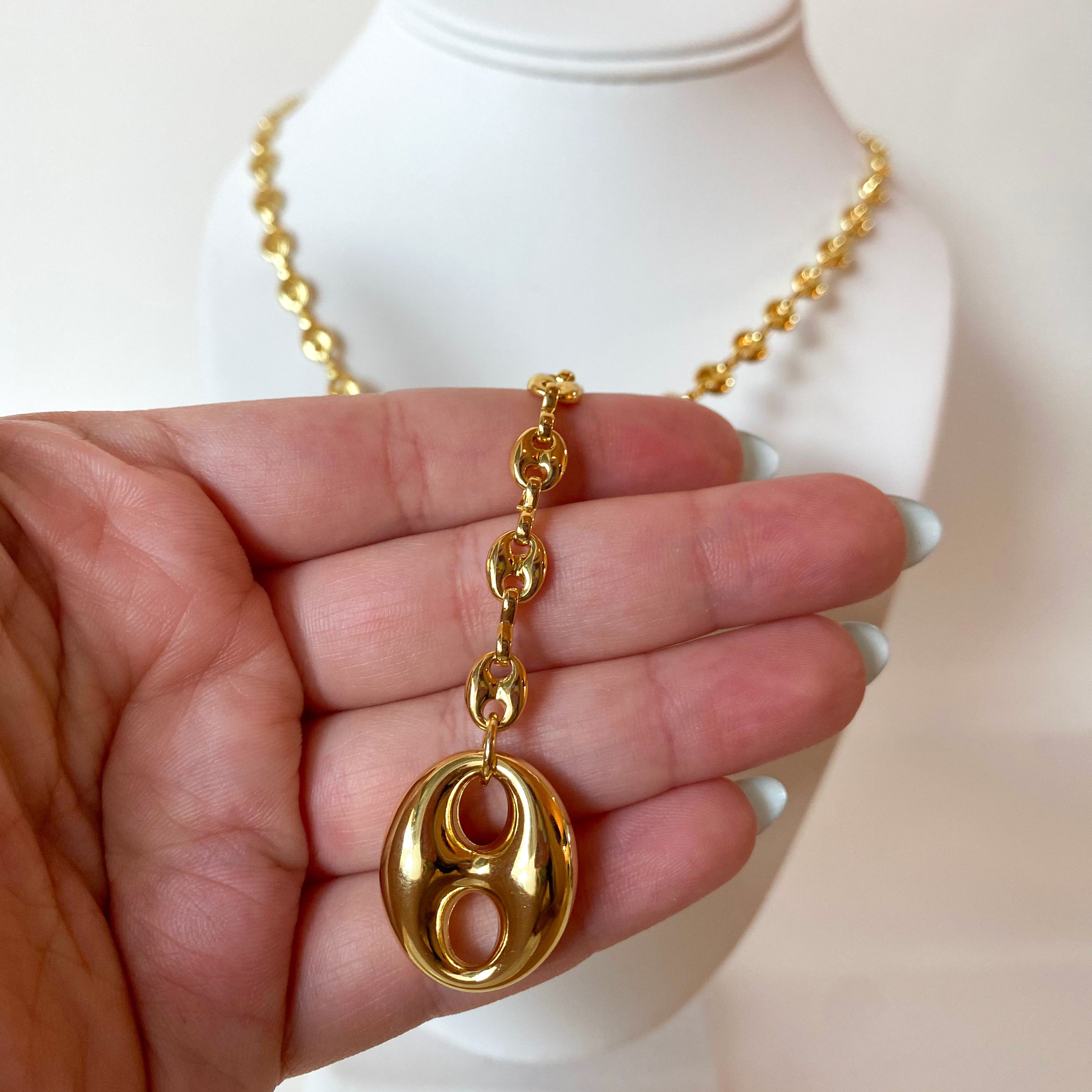 Golden Coffee Grain & Big Long Y Necklace