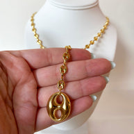Golden Coffee Grain & Big Long Y Necklace