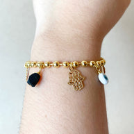 Azabache Multi Protection Charms Golden Bracelet