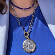 Big St. Benedict Medal 2 Gold Necklace