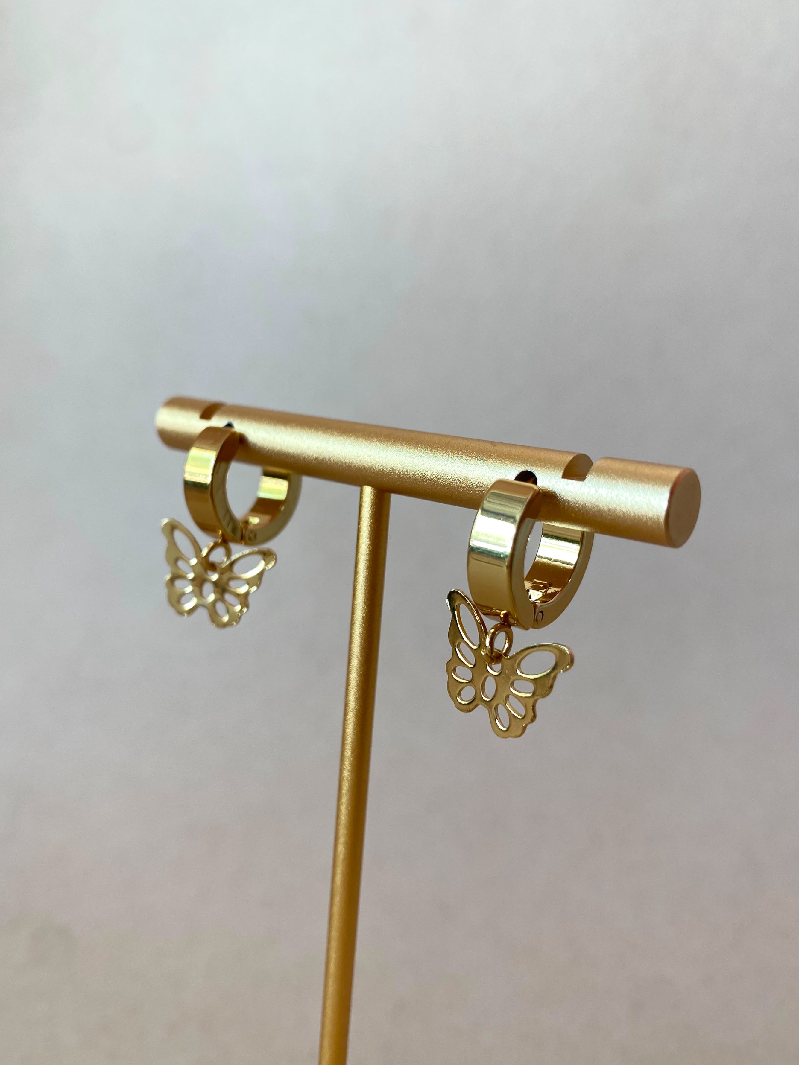 Butterfly Sillhoutte Steel Hoops