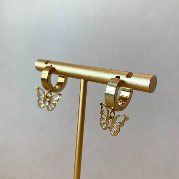 Butterfly Sillhoutte Steel Hoops