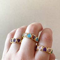 Crystals Hearts Colorful Rings