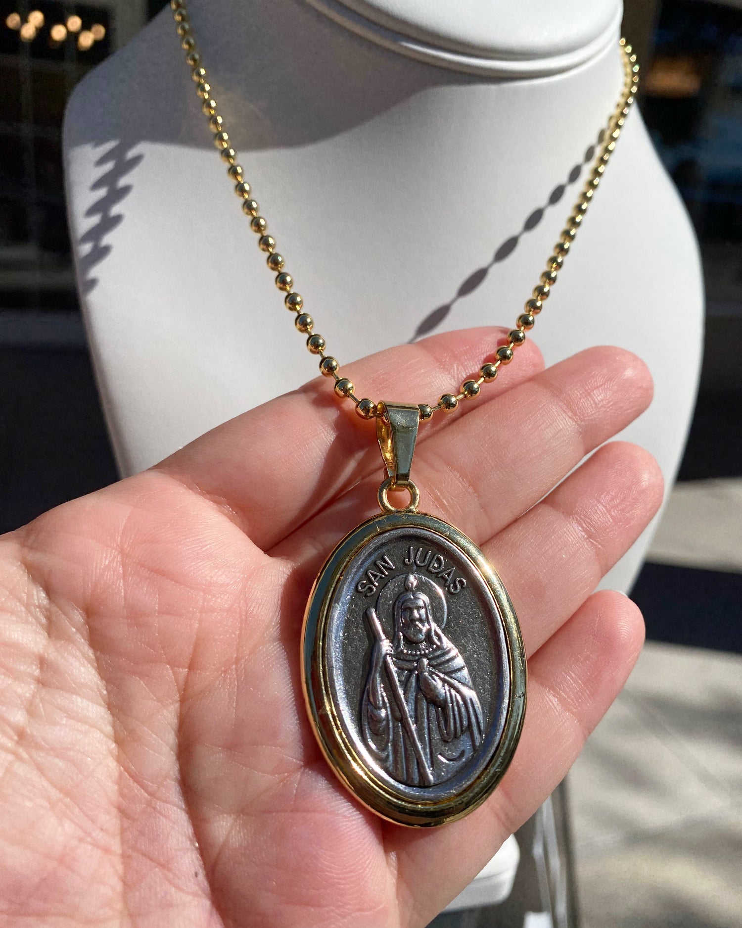 St. Judas Big 2 Gold Medal Necklace
