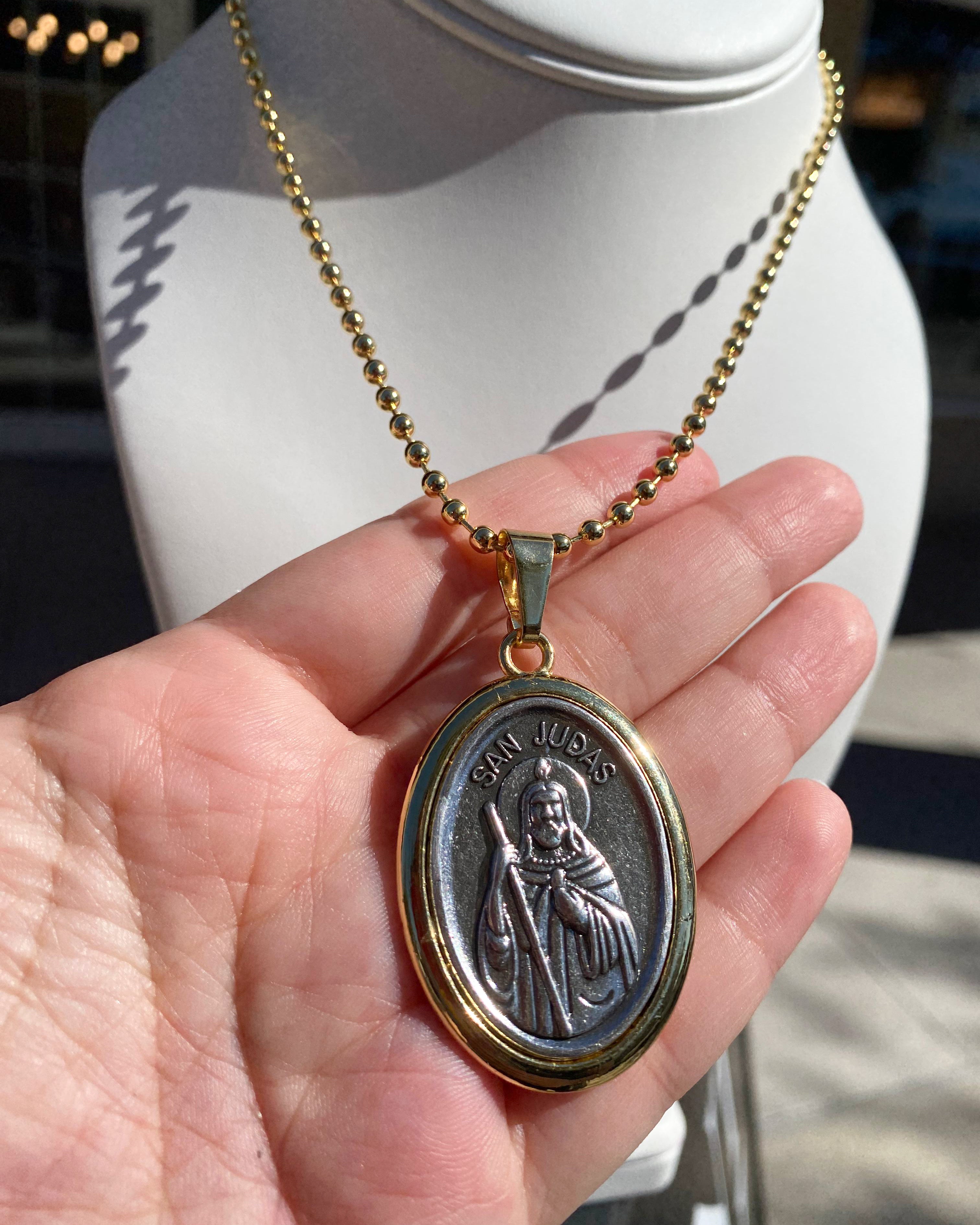 St. Judas Big 2 Gold Medal Necklace