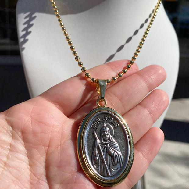St. Judas Big 2 Gold Medal Necklace