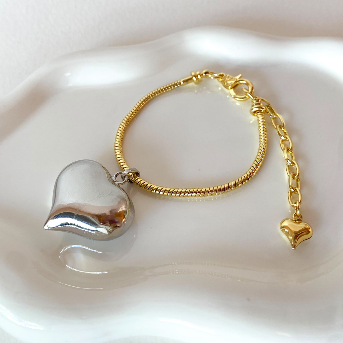 Silver Bombom Heart Style Golden Bracelet