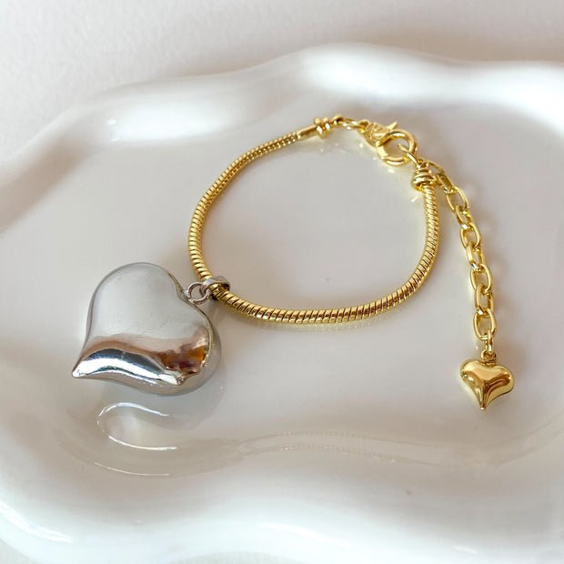 Silver Bombom Heart Style Golden Bracelet