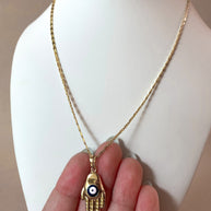 Hamsa Evil Eye Golden  Large Necklace
