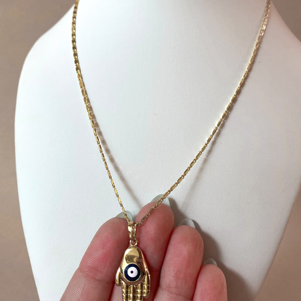 Hamsa Evil Eye Golden  Large Necklace