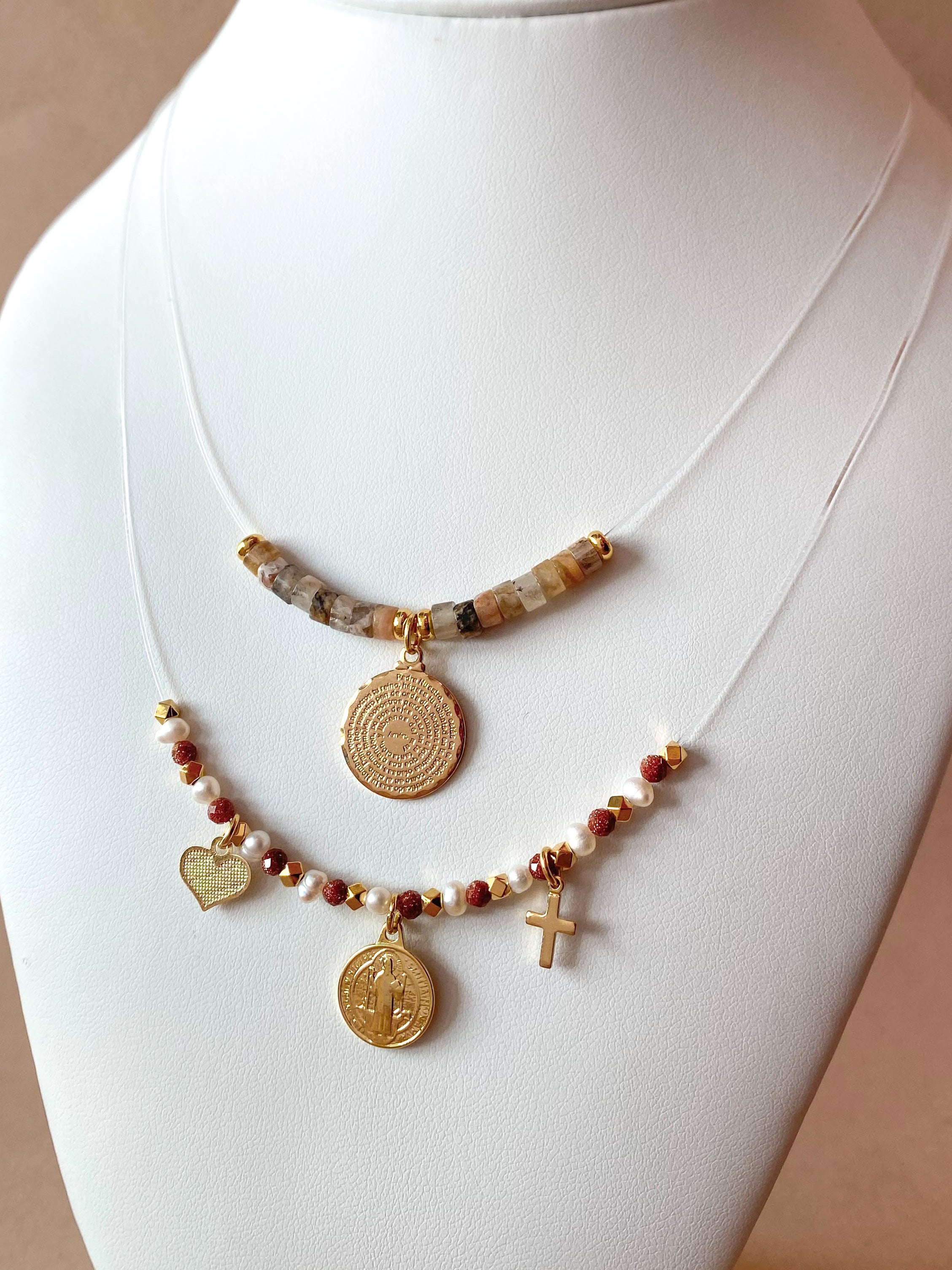 2 Styles of Religious Ghost Necklaces: Our Father or St Benedict