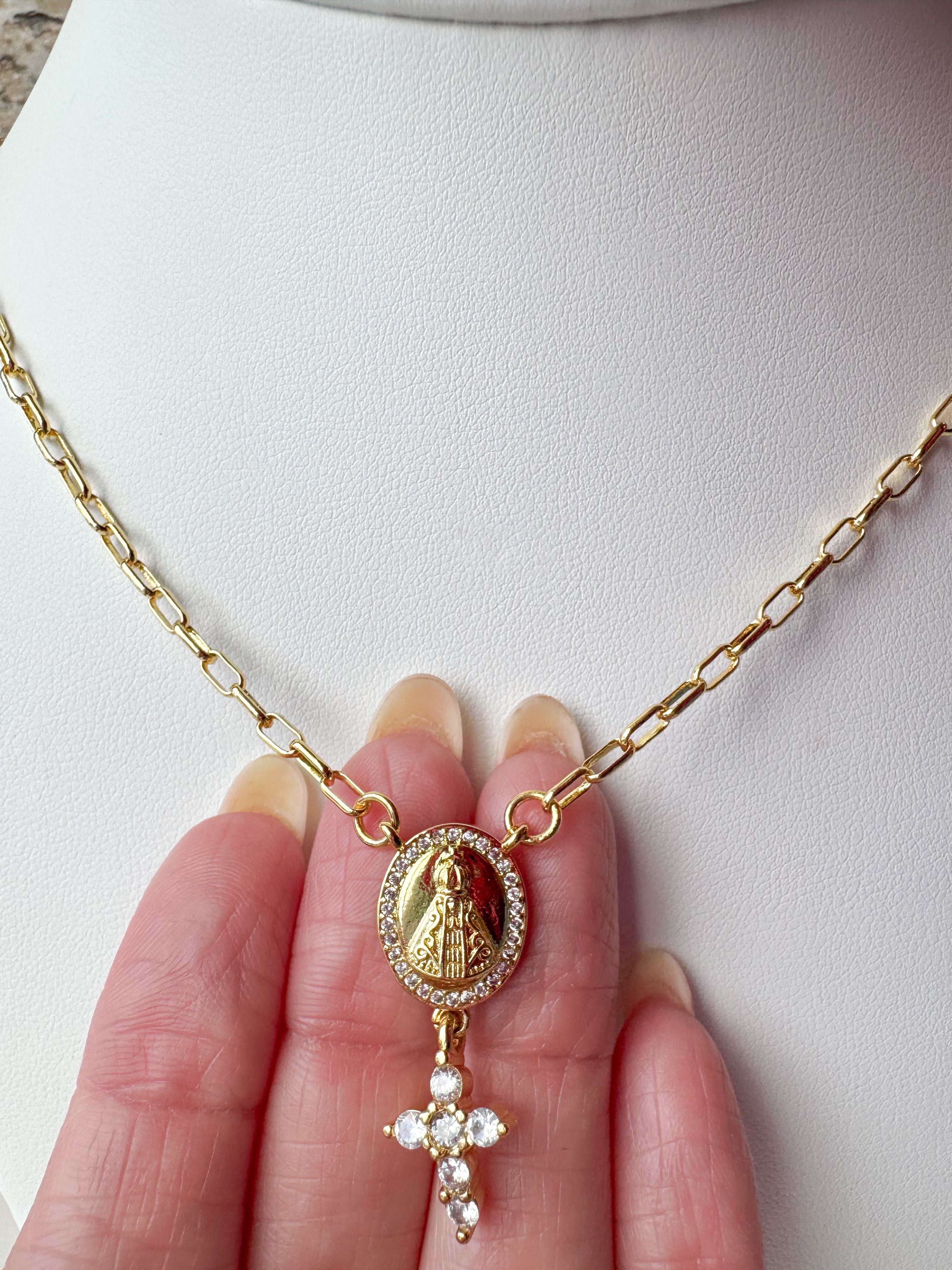 Virgin of the Valley & Jesus Heart Necklace