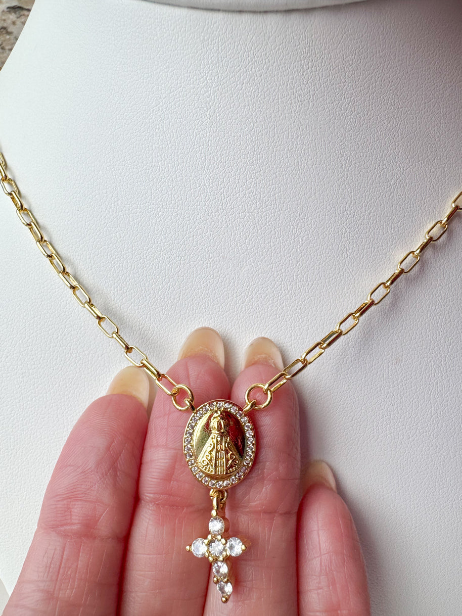 Virgin of the Valley & Jesus Heart Necklace