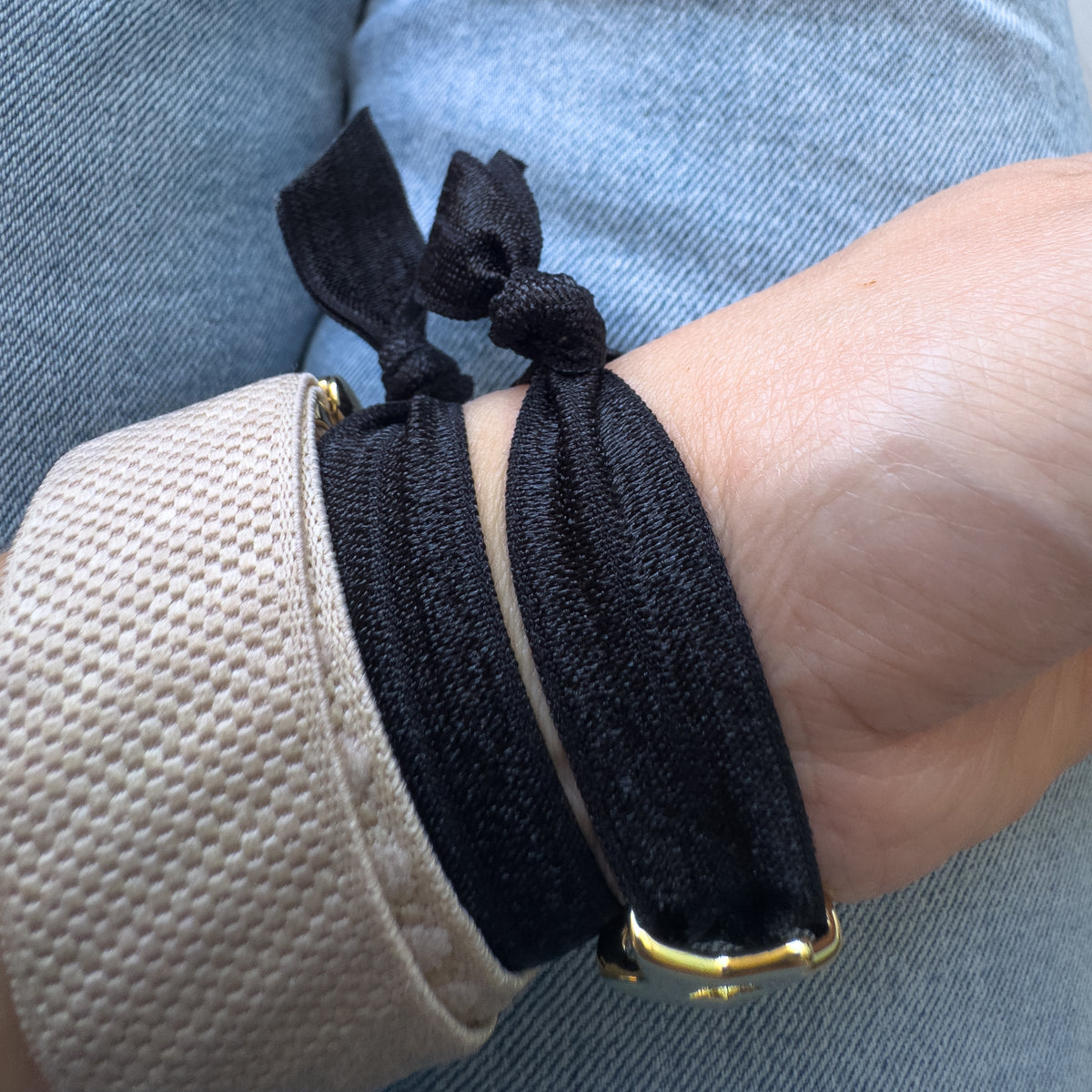 2 Styles of Black Elastic Bracelet with Star or Heart Charms
