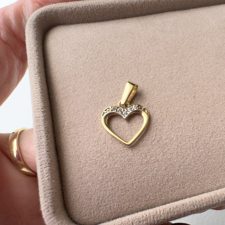 Golden 18K Solid Gold Shiny Heart Silhouette Charm