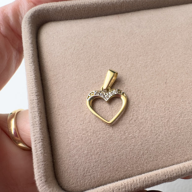 Golden 18K Solid Gold Shiny Heart Silhouette Charm