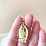 Guadalupe Virgin Big Oval Medal Golden Charm