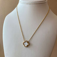 Red and White Clover Stainless Steel Necklaces