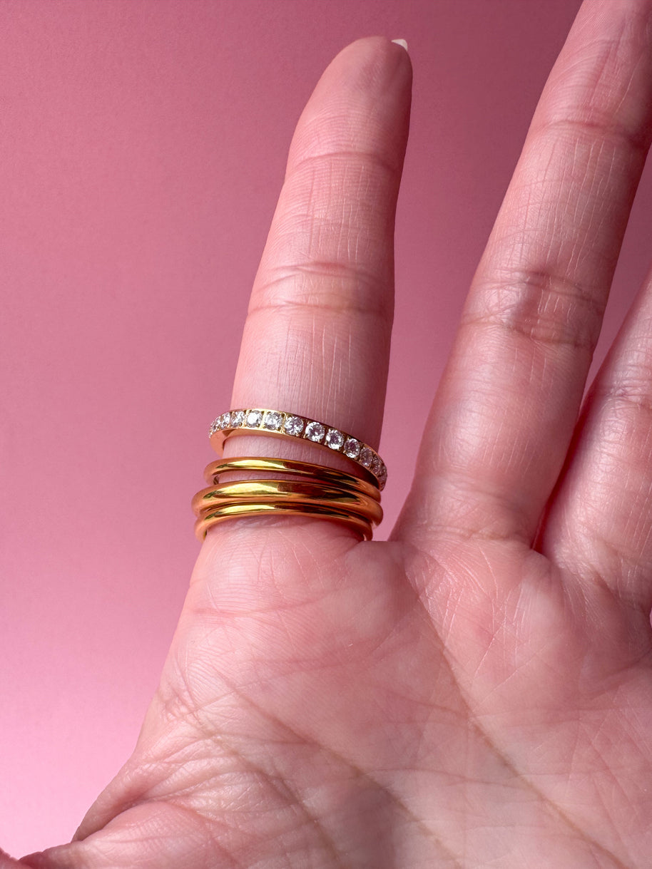 4 Layers Golden & Little Zircons Ring