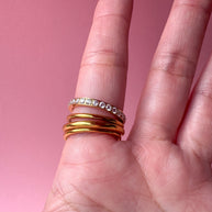 4 Layers Golden & Little Zircons Ring