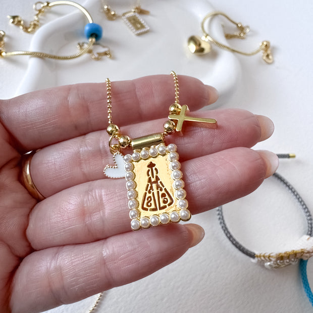 Virgin of the Valley Pearls Scapular Necklace