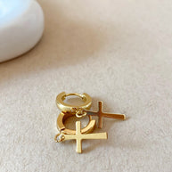 Golden Steel Cross Hoops