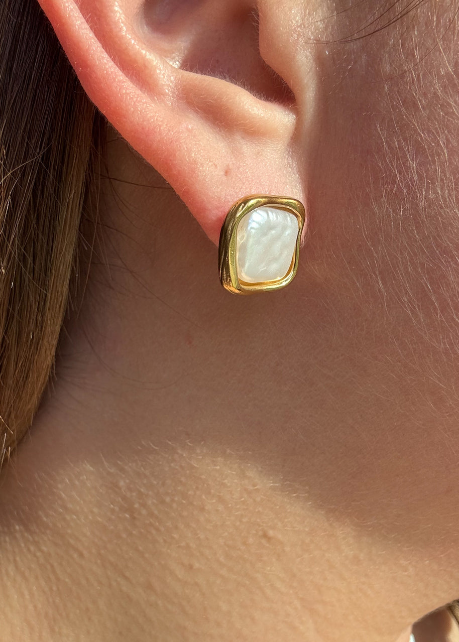Square Mother Of Pearl Earrings