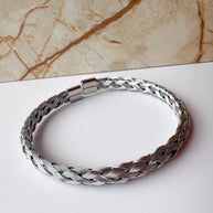 Brazalete Ajustable Acero Plateado