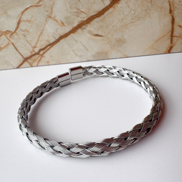 Brazalete Ajustable Acero Plateado